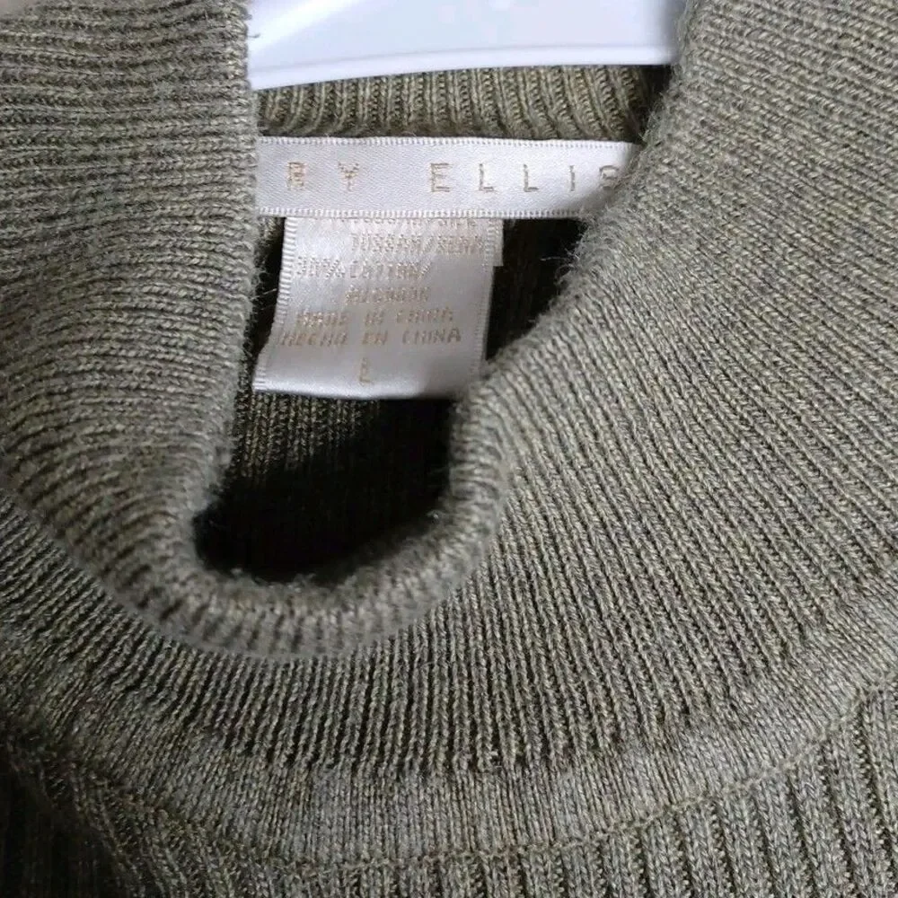Perry Ellis Mens Sweater Large L Moss Green Long Sleeve Mock Neck Pullover Knit